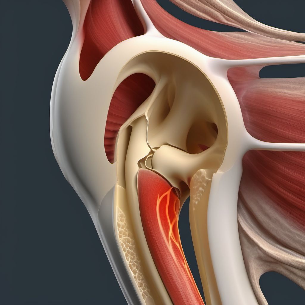 Nondisplaced fracture (avulsion) of lateral epicondyle of right humerus digital illustration