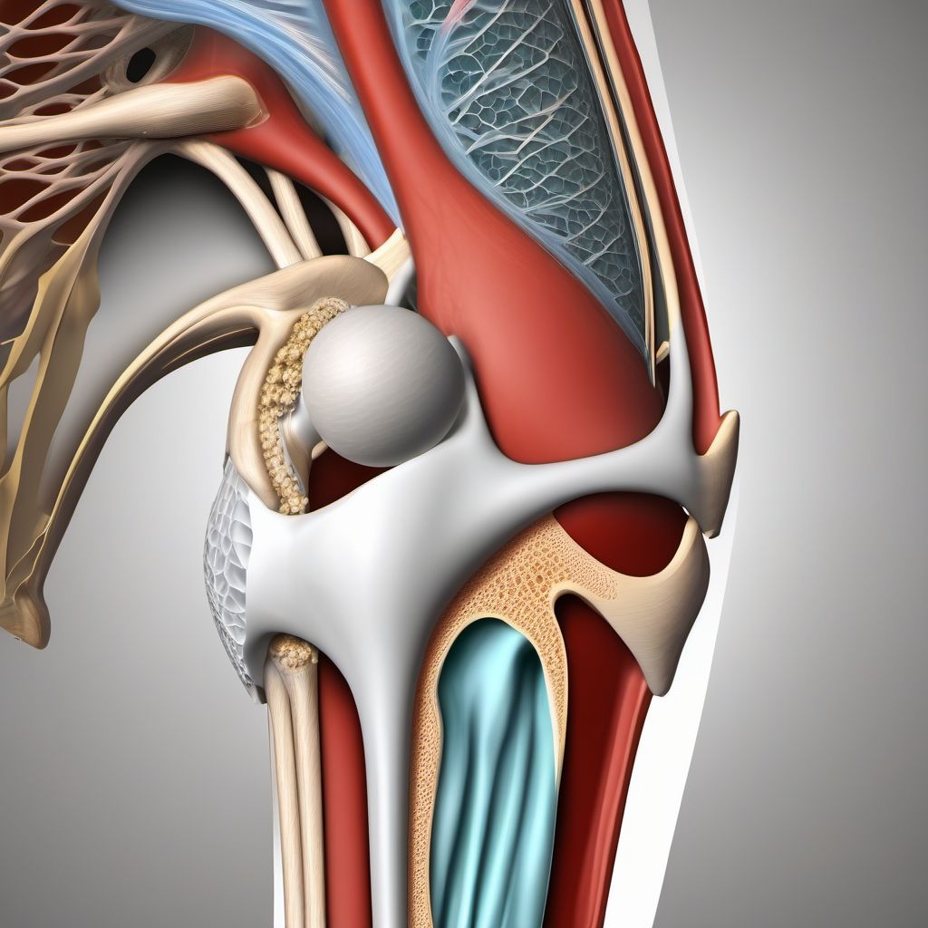 Displaced fracture (avulsion) of medial epicondyle of right humerus digital illustration