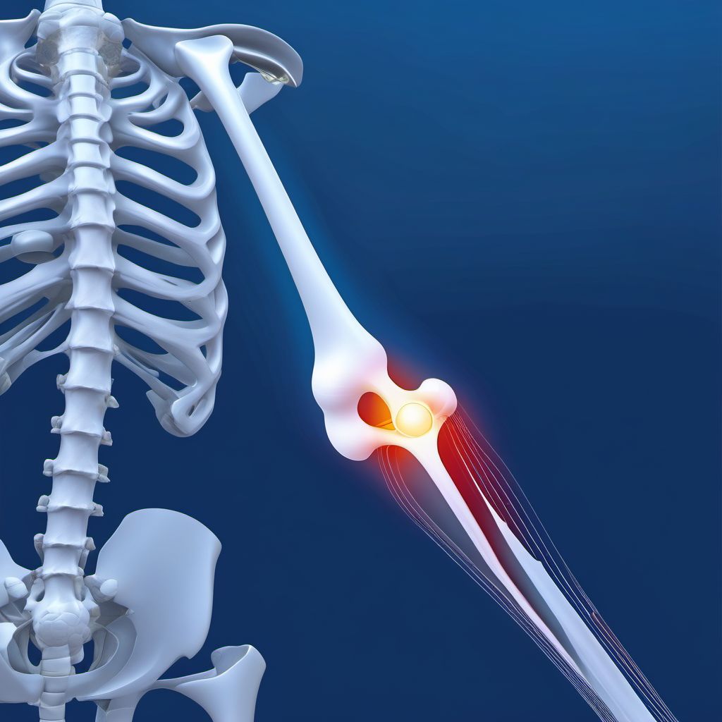 Nondisplaced fracture (avulsion) of medial epicondyle of right humerus digital illustration