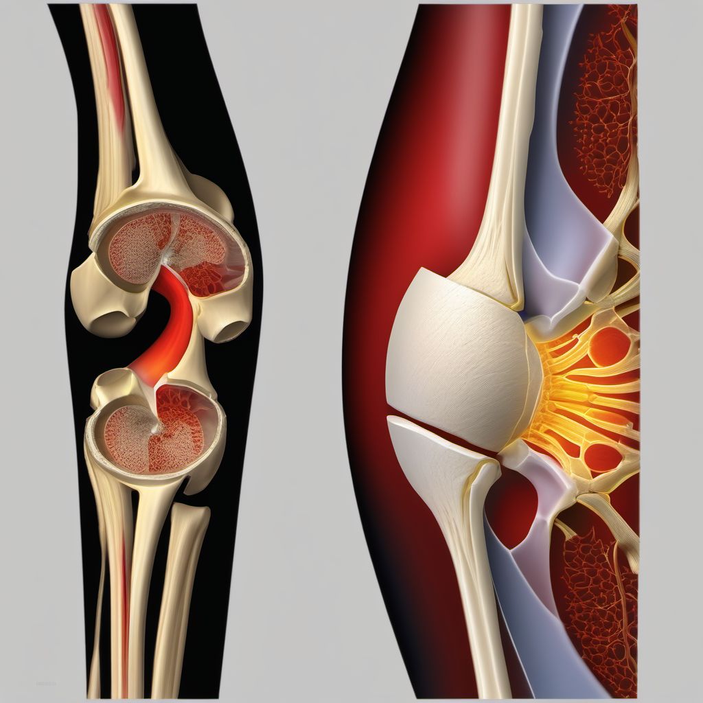 Nondisplaced fracture (avulsion) of medial epicondyle of left humerus digital illustration