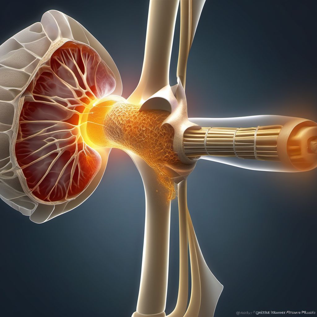 Incarcerated fracture (avulsion) of medial epicondyle of right humerus digital illustration