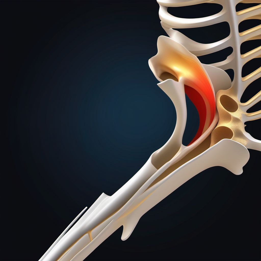 Nondisplaced fracture of lateral condyle of left humerus digital illustration