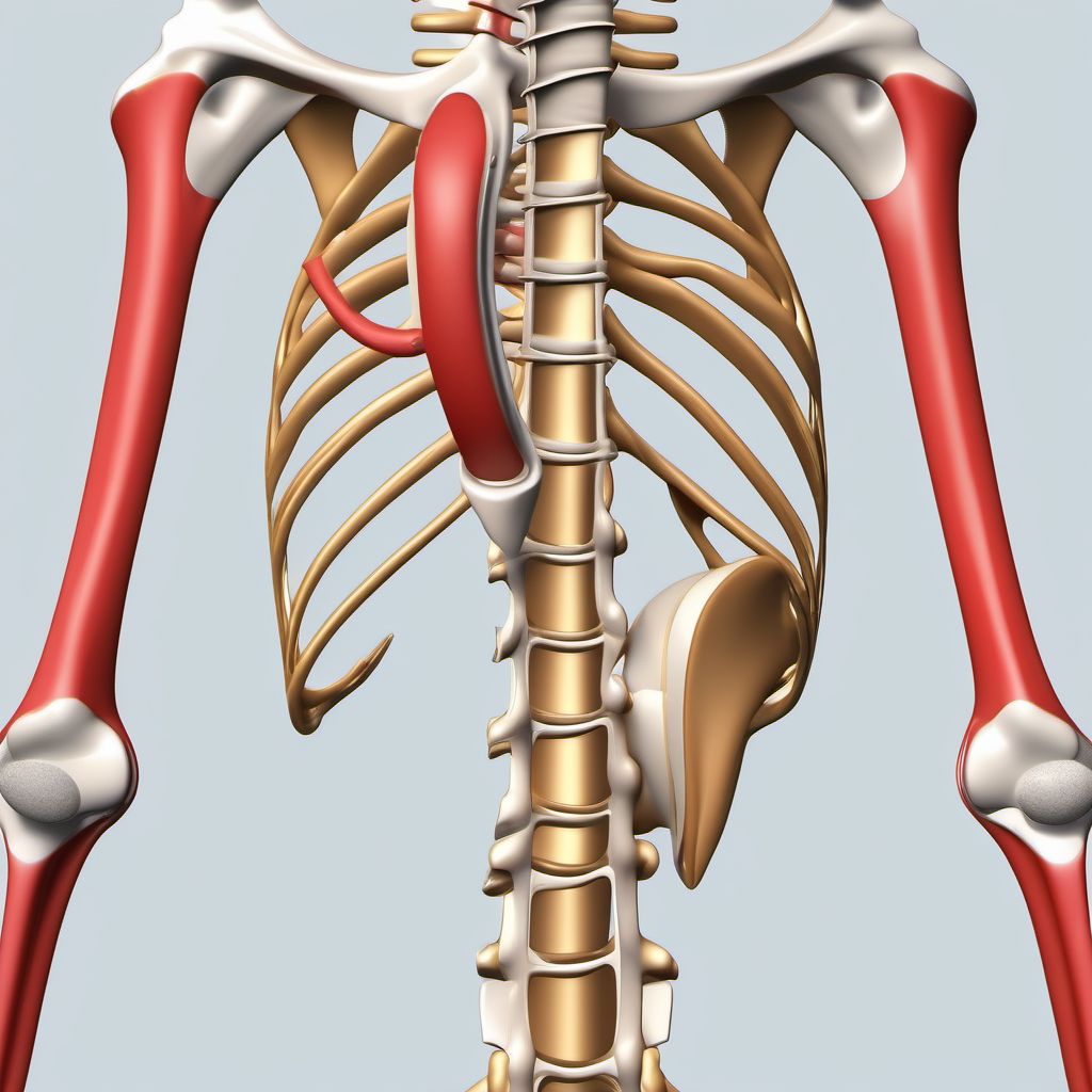 Nondisplaced fracture of medial condyle of right humerus digital illustration