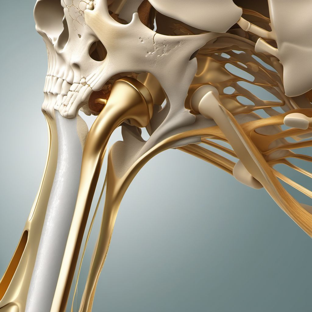 Displaced transcondylar fracture of right humerus digital illustration