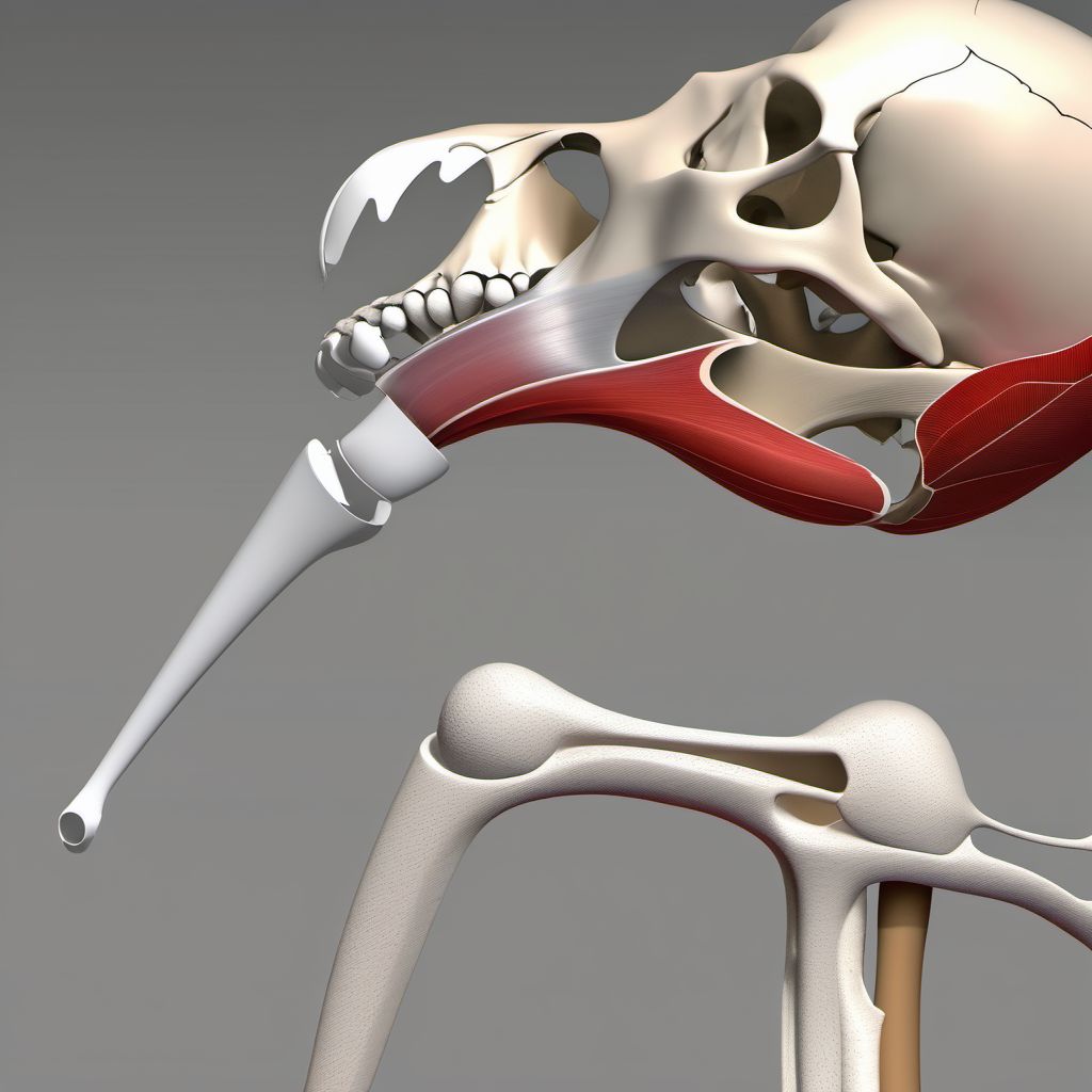 Nondisplaced transcondylar fracture of right humerus digital illustration