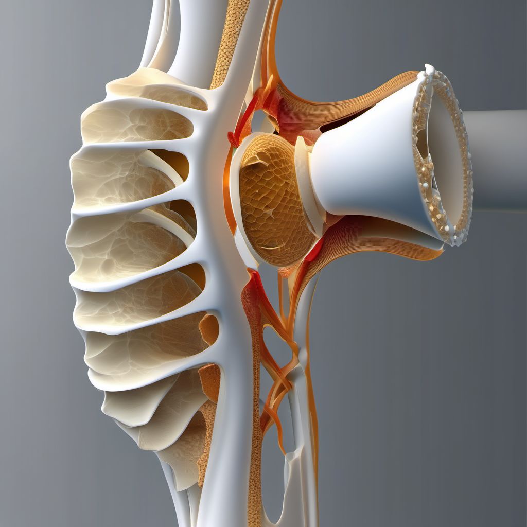 Nondisplaced transcondylar fracture of left humerus digital illustration