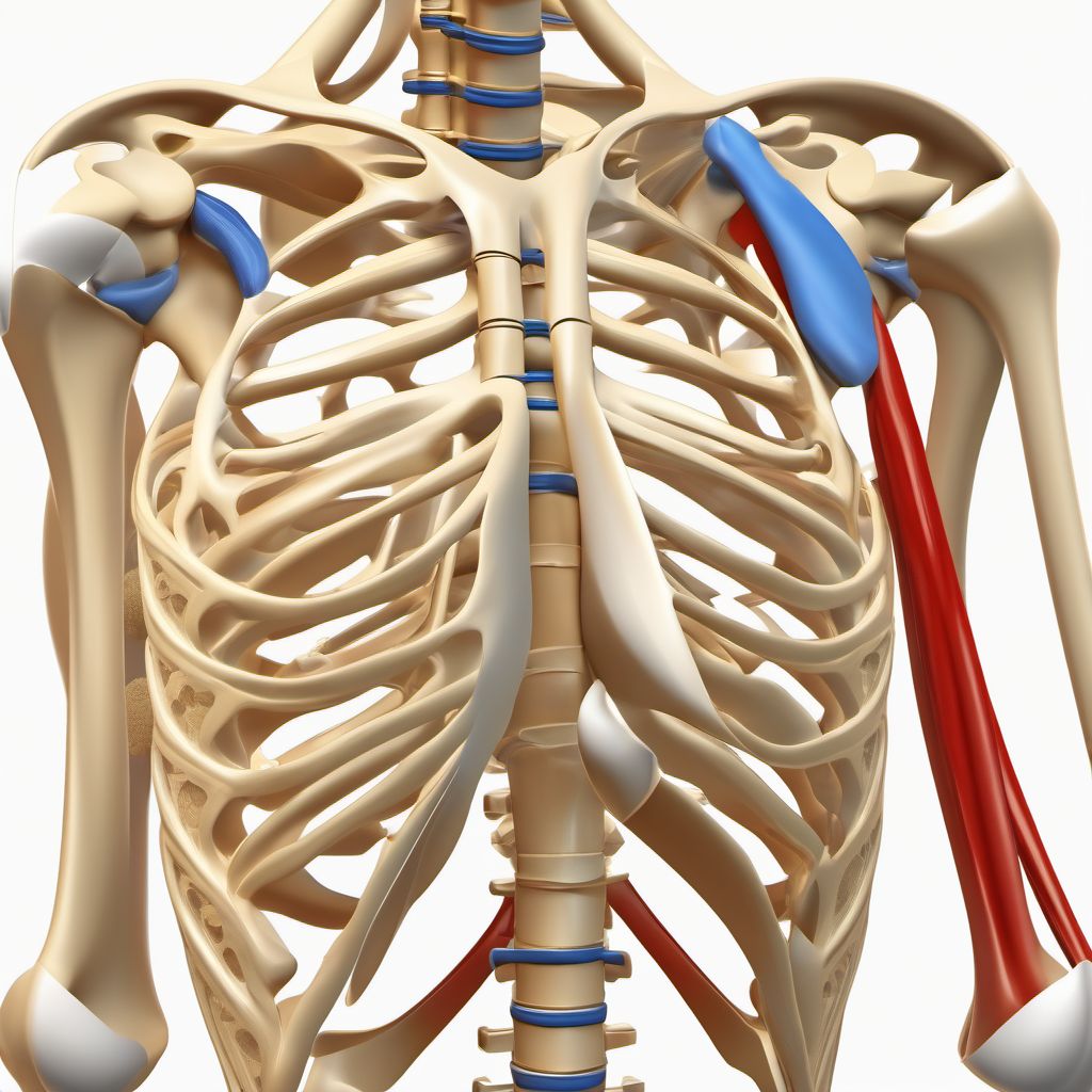 Anterior dislocation of right humerus digital illustration