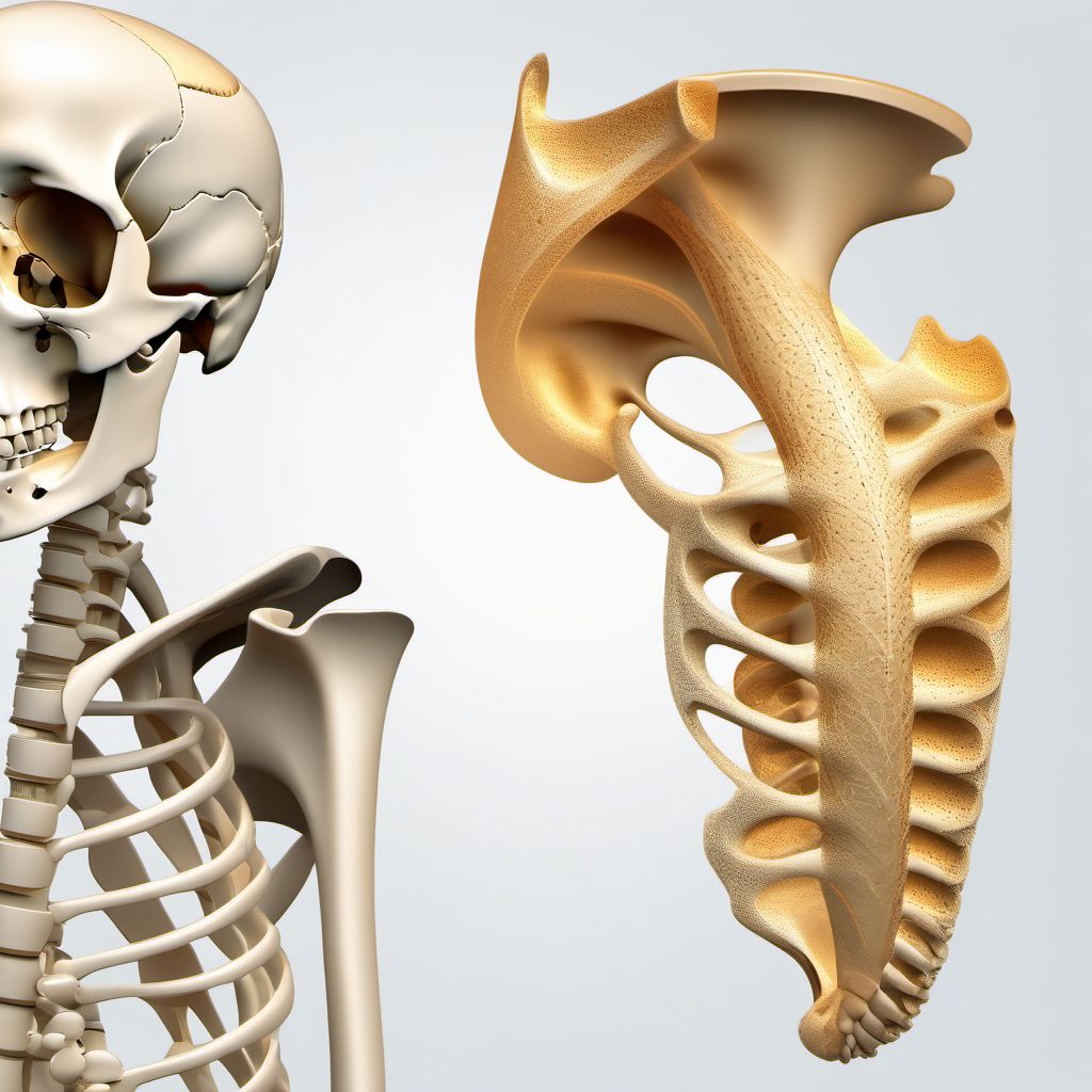 Inferior subluxation of left humerus digital illustration