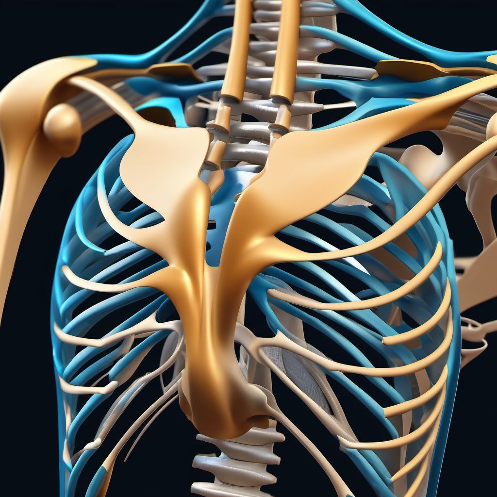 Dislocation of right acromioclavicular joint, 100%-200% displacement digital illustration