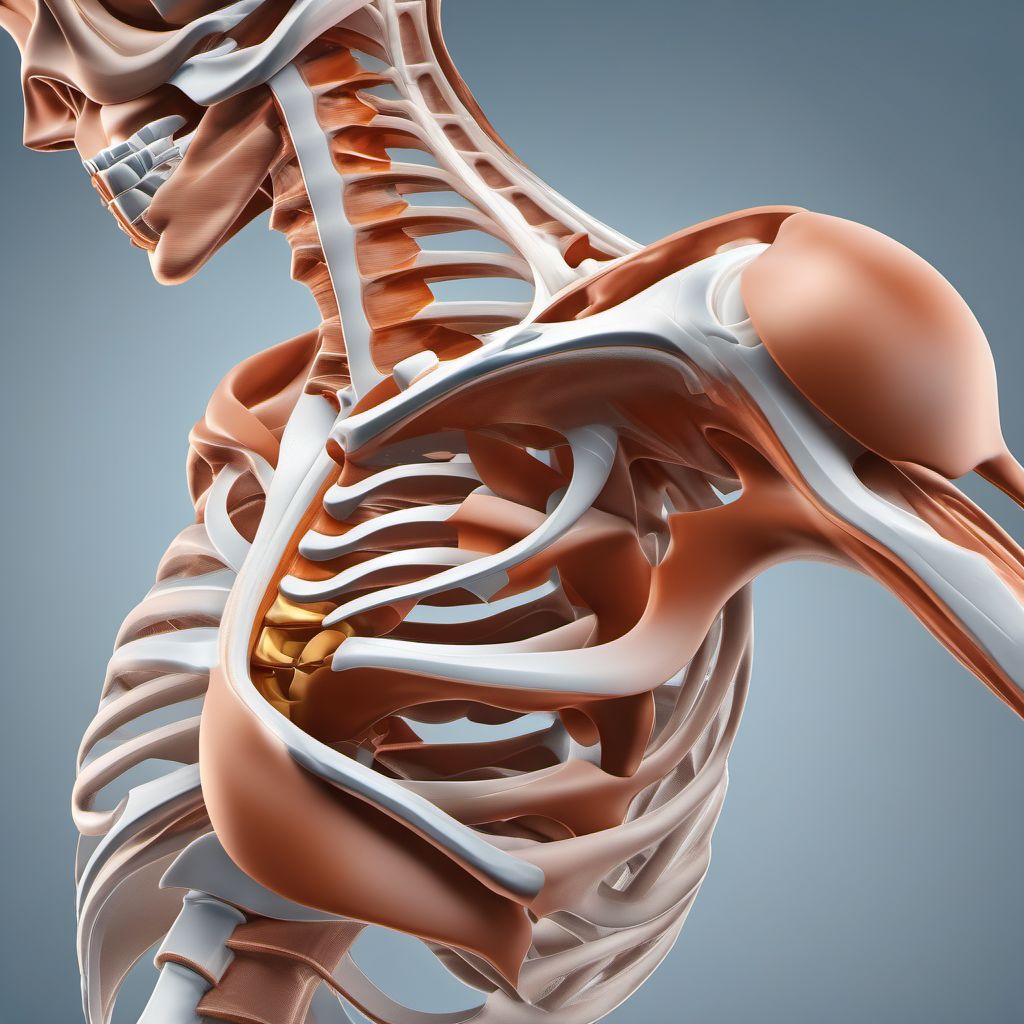 Dislocation of left acromioclavicular joint, 100%-200% displacement digital illustration