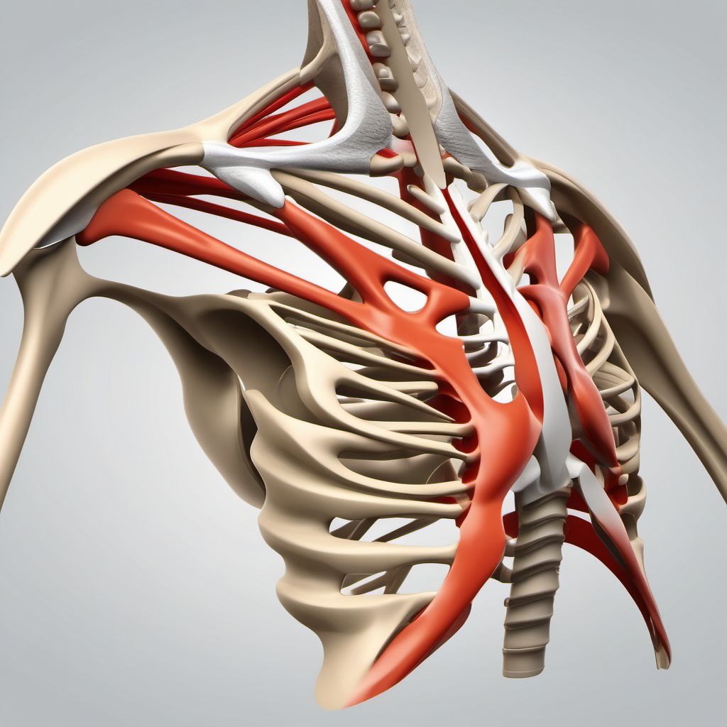 Inferior dislocation of right acromioclavicular joint digital illustration