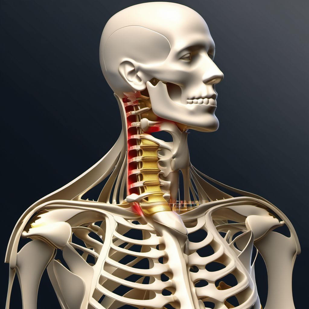 Anterior subluxation of right sternoclavicular joint digital illustration