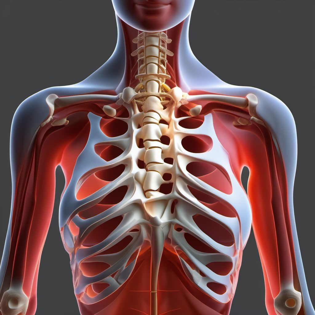 Anterior subluxation of left sternoclavicular joint digital illustration