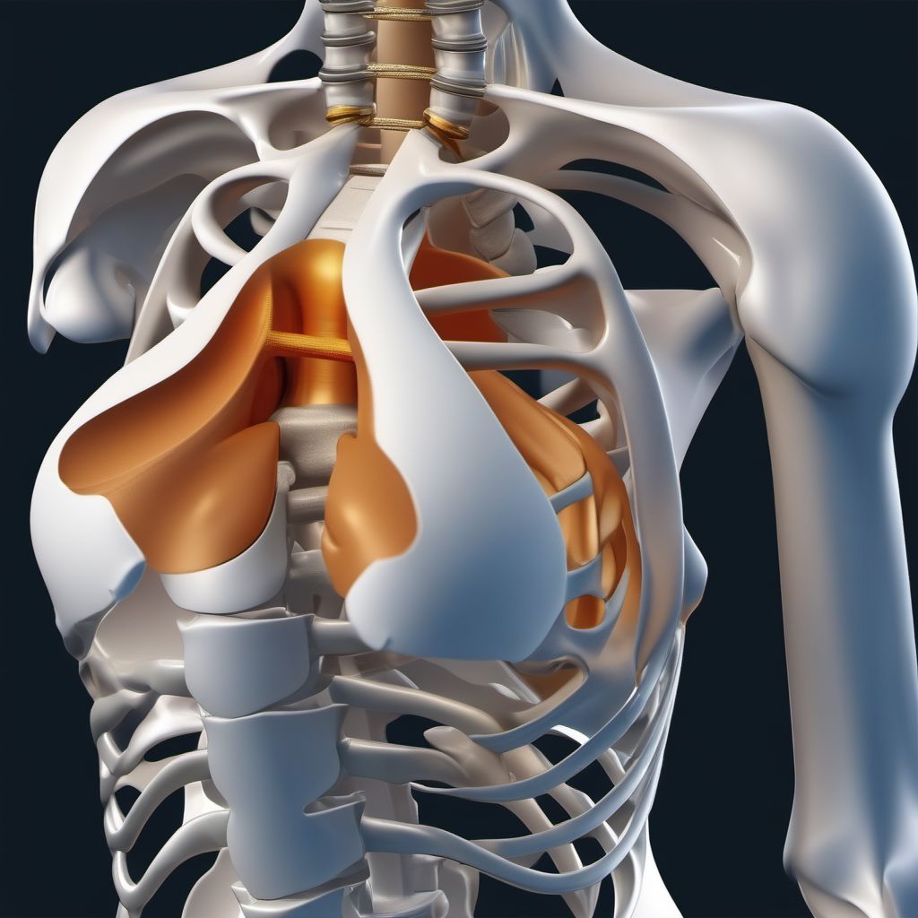 Posterior dislocation of left sternoclavicular joint digital illustration