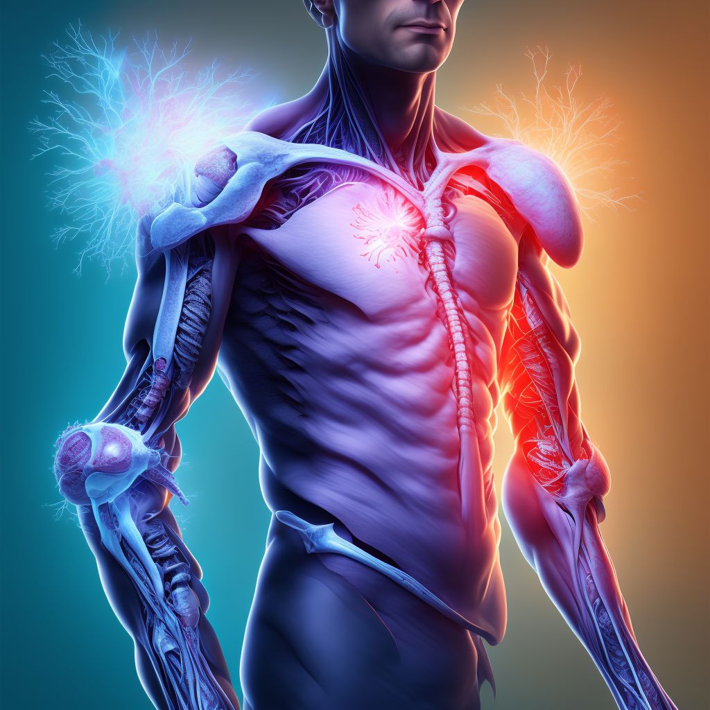 Injury of axillary nerve, right arm digital illustration