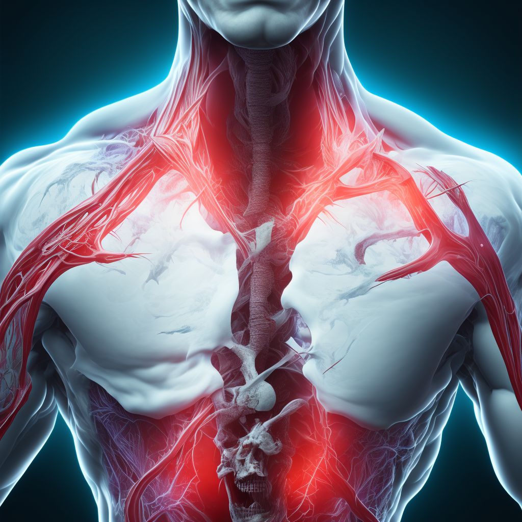 Laceration of axillary artery, right side digital illustration