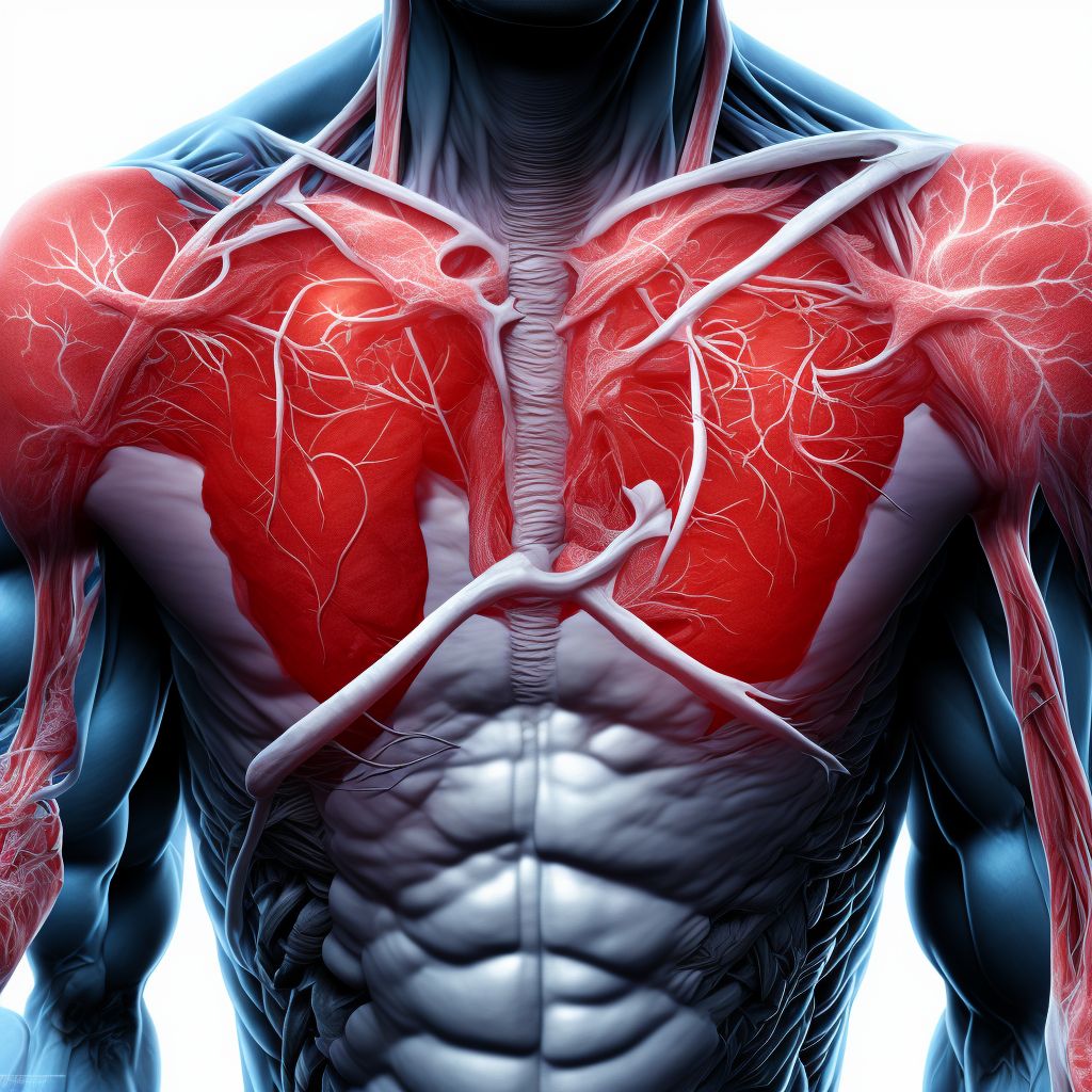 Laceration of axillary or brachial vein, right side digital illustration