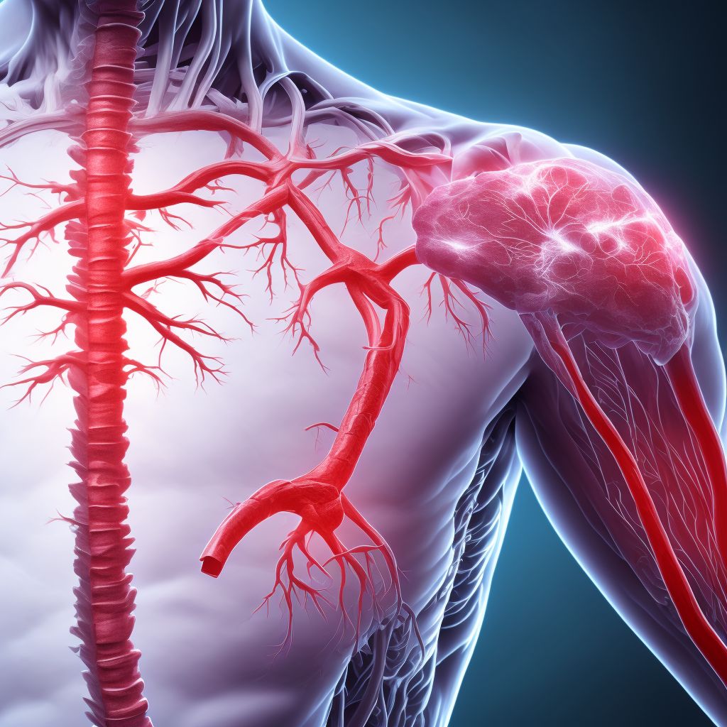 Other specified injury of axillary or brachial vein, right side digital illustration