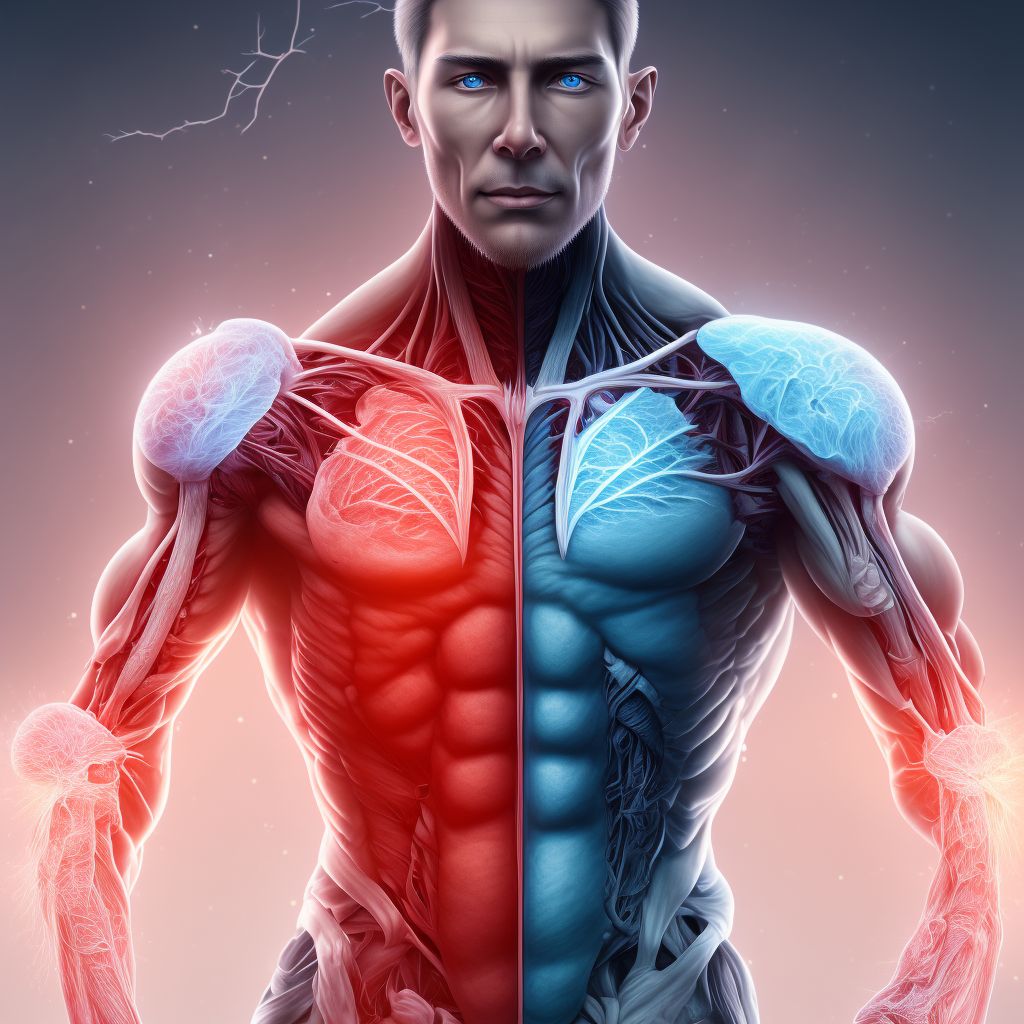 Other specified injury of axillary or brachial vein, left side digital illustration