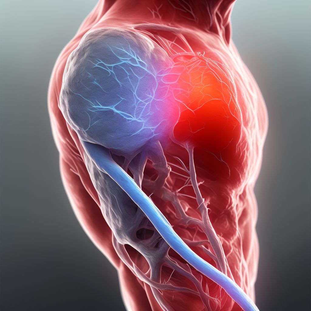 Laceration of superficial vein at shoulder and upper arm level digital illustration