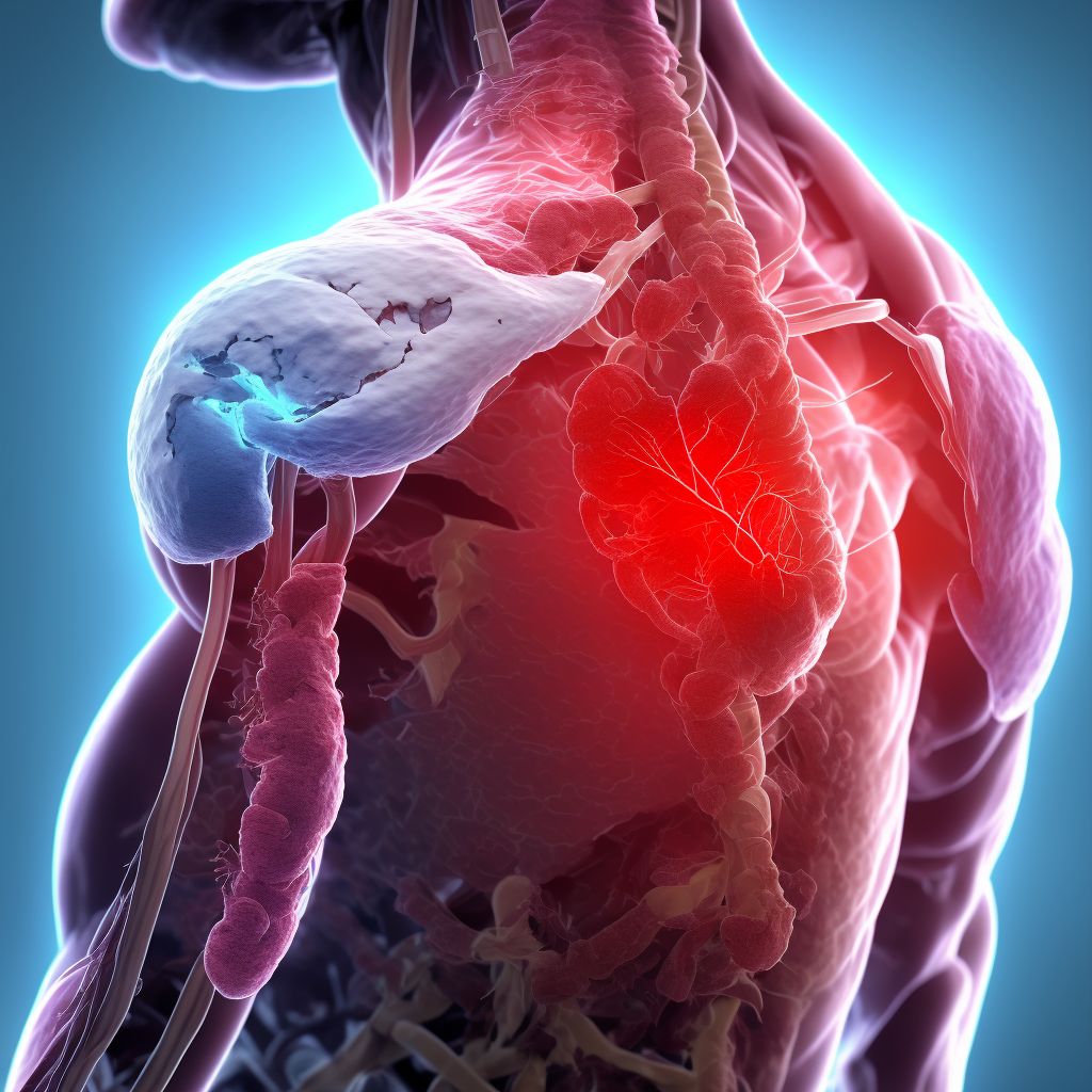 Unspecified injury of unspecified blood vessel at shoulder and upper arm level, left arm digital illustration