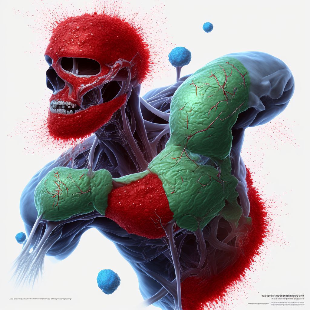 Laceration of unspecified blood vessel at shoulder and upper arm level, right arm digital illustration