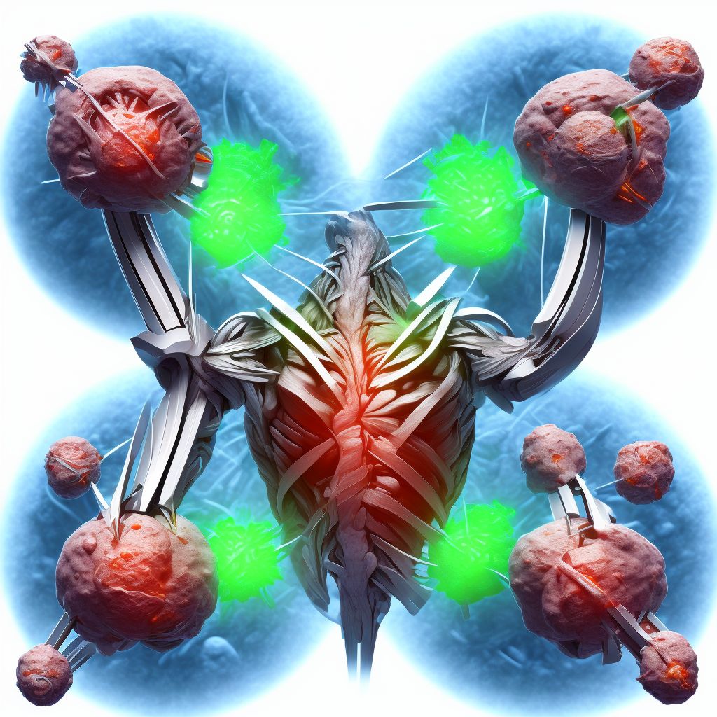 Strain of muscle(s) and tendon(s) of the rotator cuff of left shoulder digital illustration