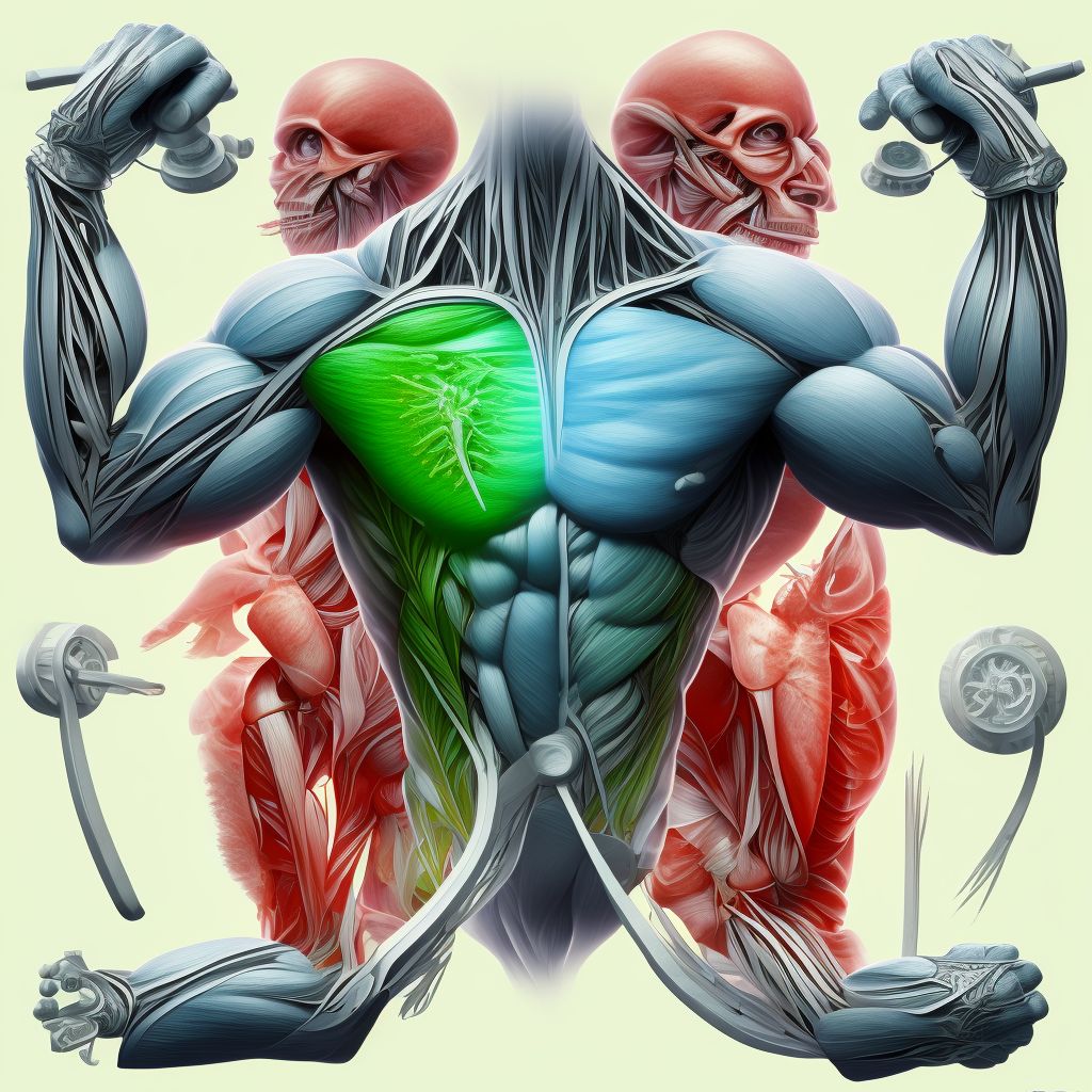 Strain of muscle, fascia and tendon of other parts of biceps, left arm digital illustration