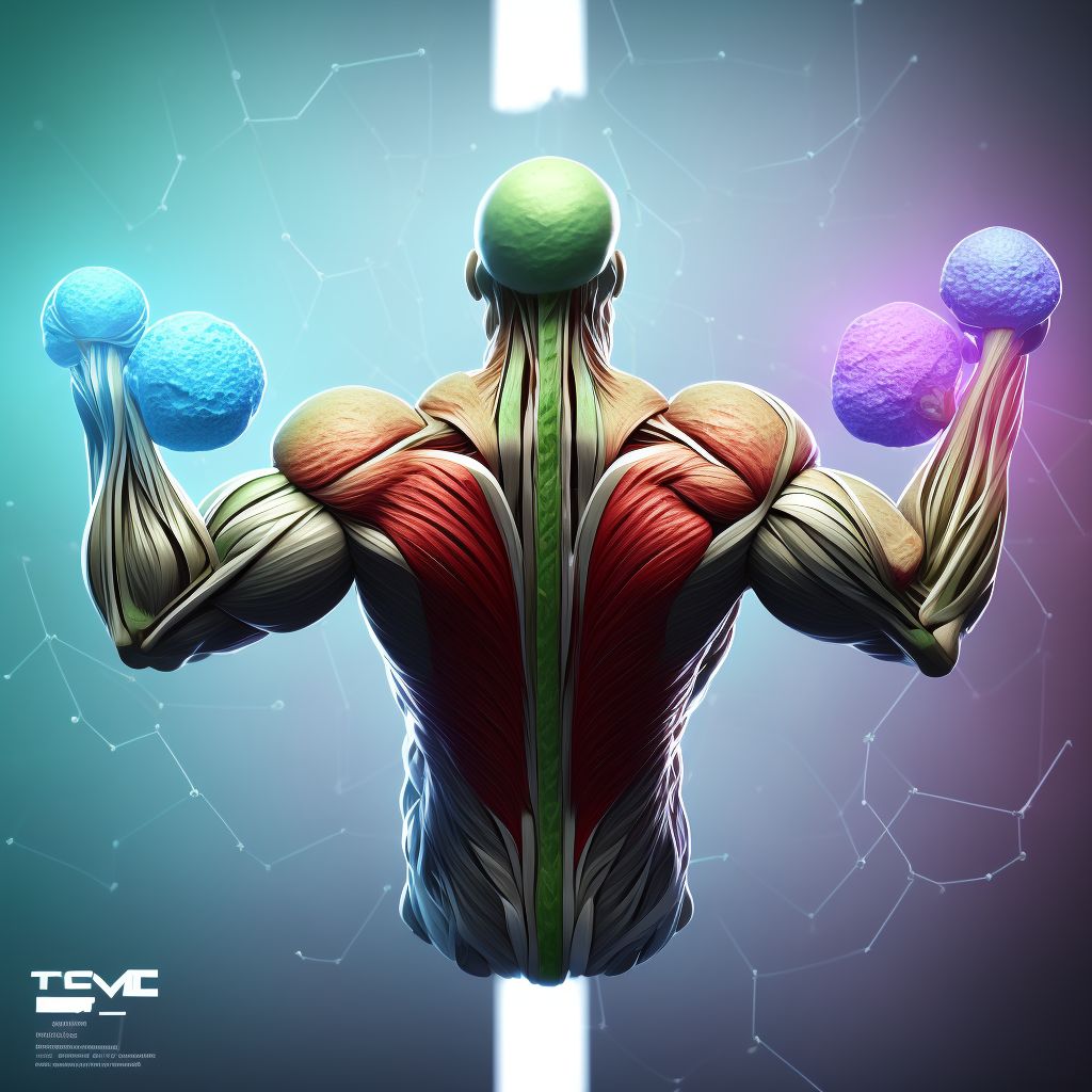 Strain of muscle, fascia and tendon of triceps digital illustration