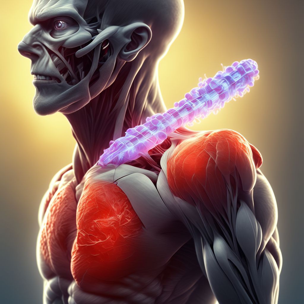 Other injury of muscle, fascia and tendon of triceps, left arm digital illustration