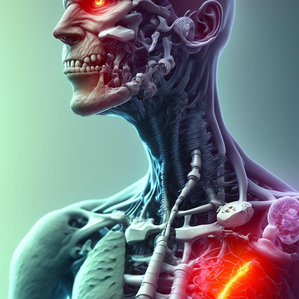 Complete traumatic amputation at right shoulder joint digital illustration