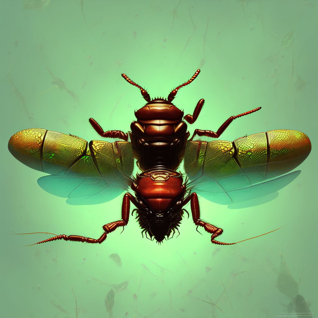 Insect bite (nonvenomous) of left forearm digital illustration