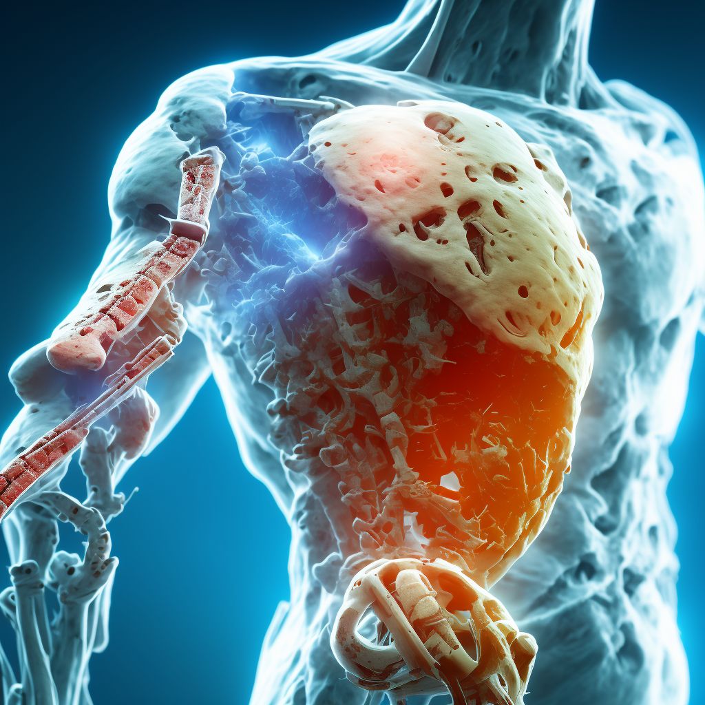 Displaced segmental fracture of shaft of ulna, left arm digital illustration