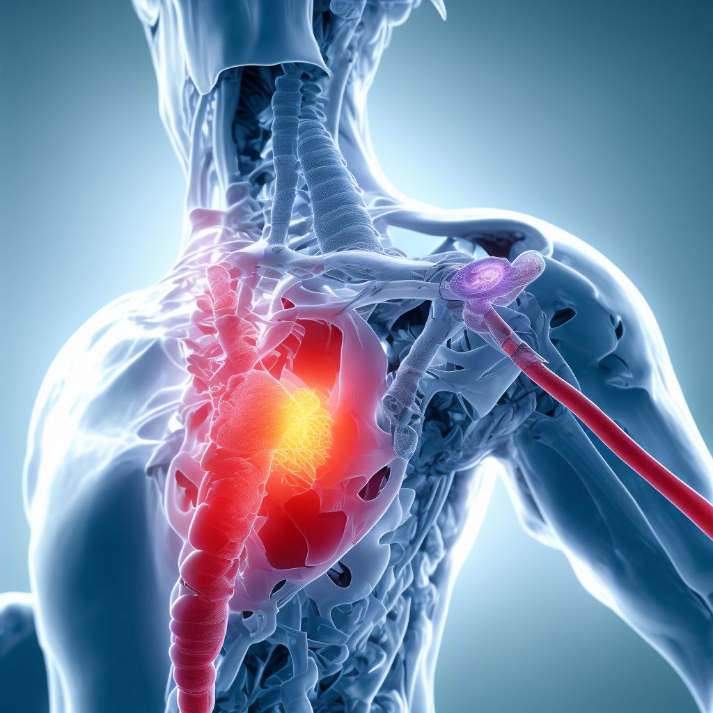 Posterior subluxation of right ulnohumeral joint digital illustration