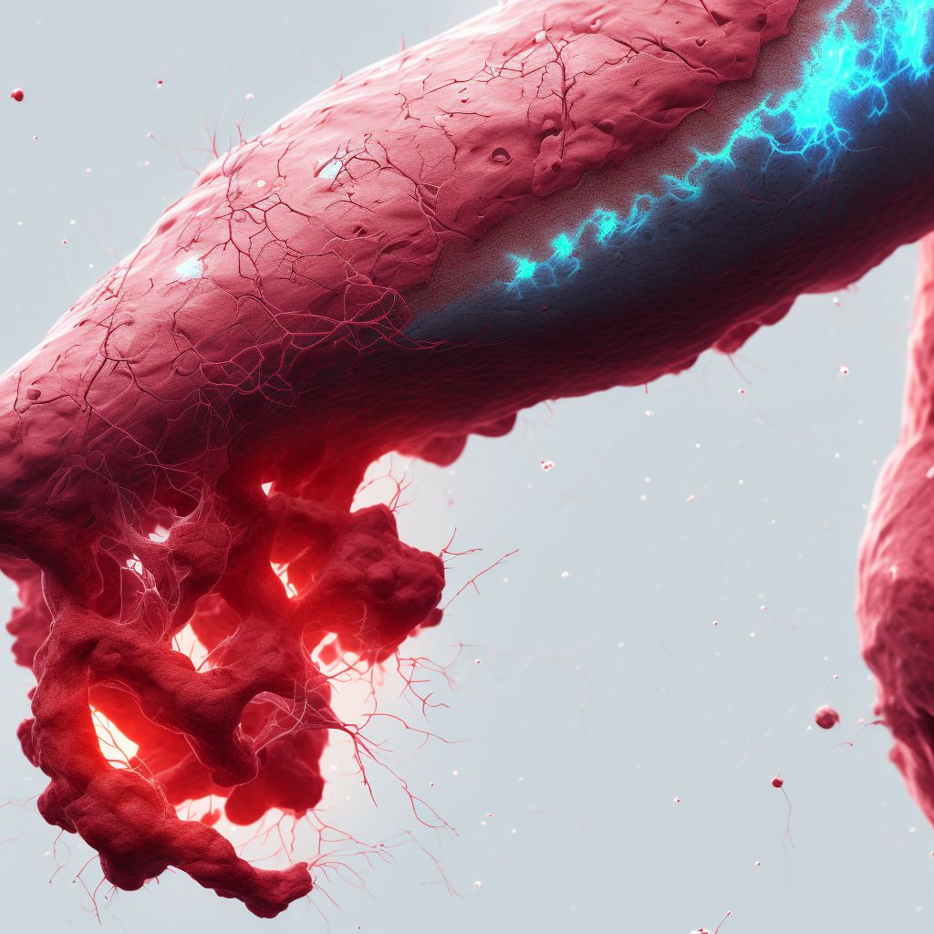 Laceration of other blood vessels at forearm level, left arm digital illustration