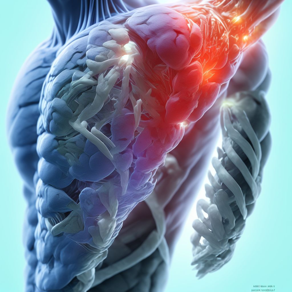 Laceration of flexor muscle, fascia and tendon of unspecified thumb at forearm level digital illustration