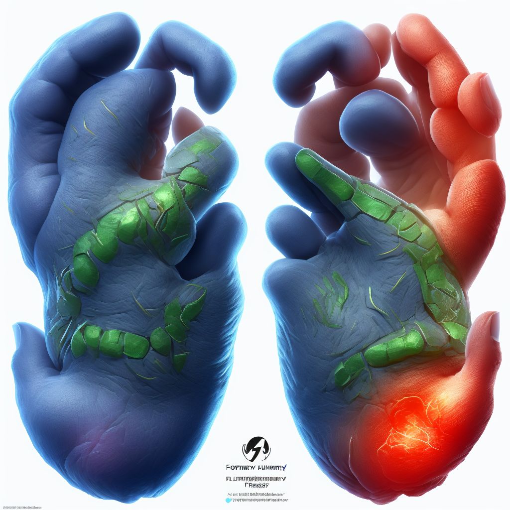 Other injury of flexor muscle, fascia and tendon of left little finger at forearm level digital illustration