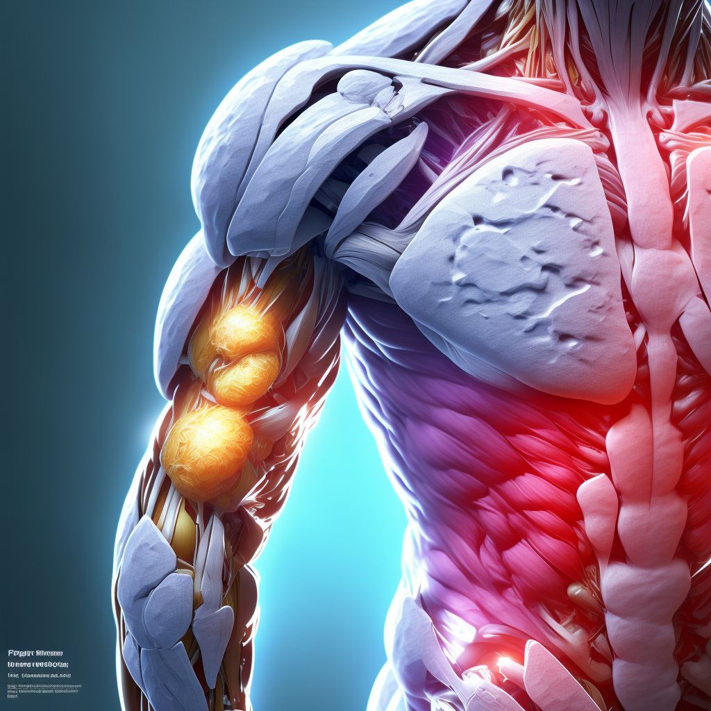 Strain of other flexor muscle, fascia and tendon at forearm level, right arm digital illustration