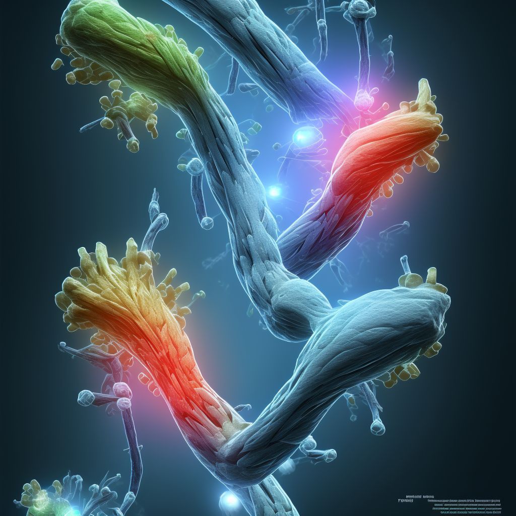 Strain of other flexor muscle, fascia and tendon at forearm level, left arm digital illustration