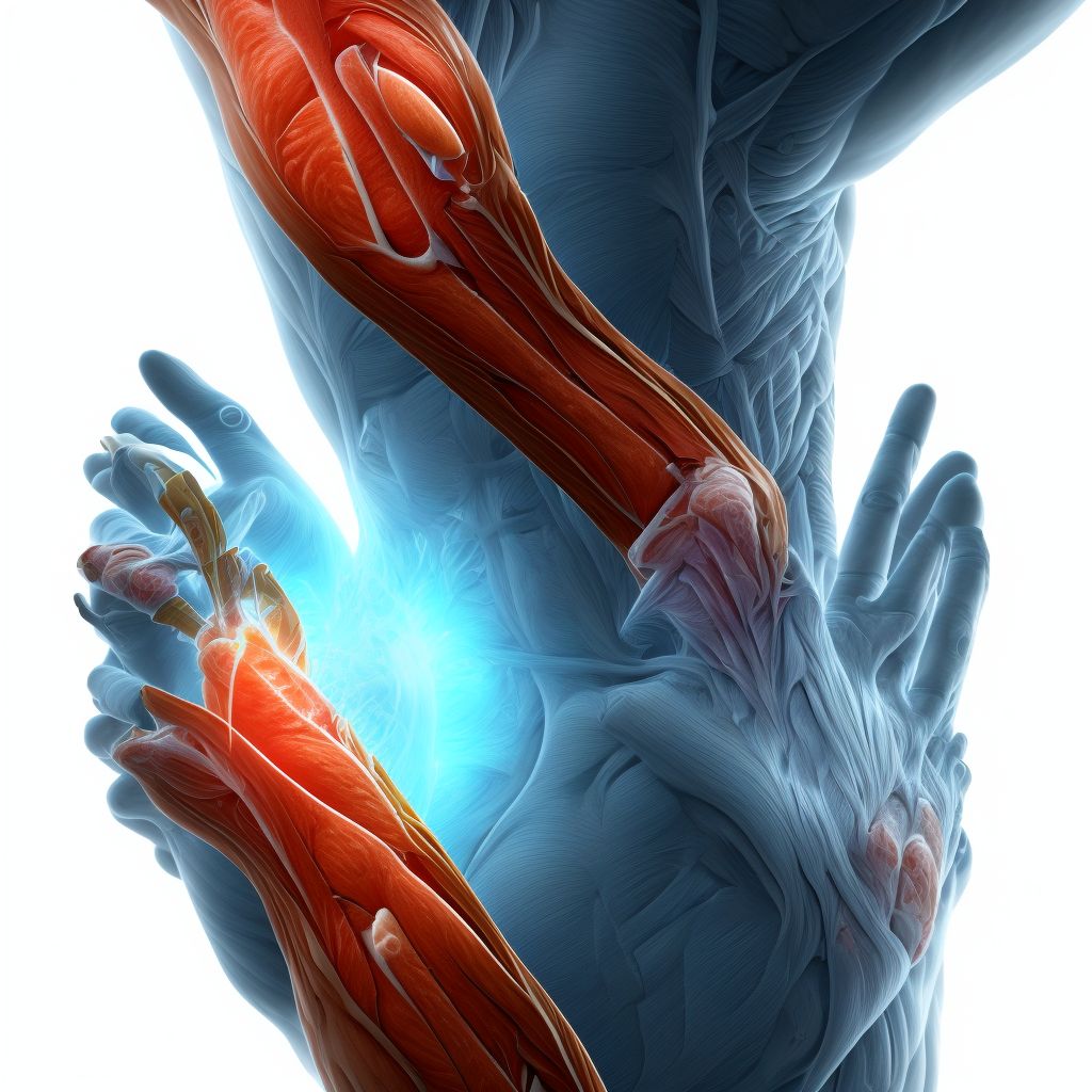 Other injury of extensor or abductor muscles, fascia and tendons of thumb at forearm level digital illustration