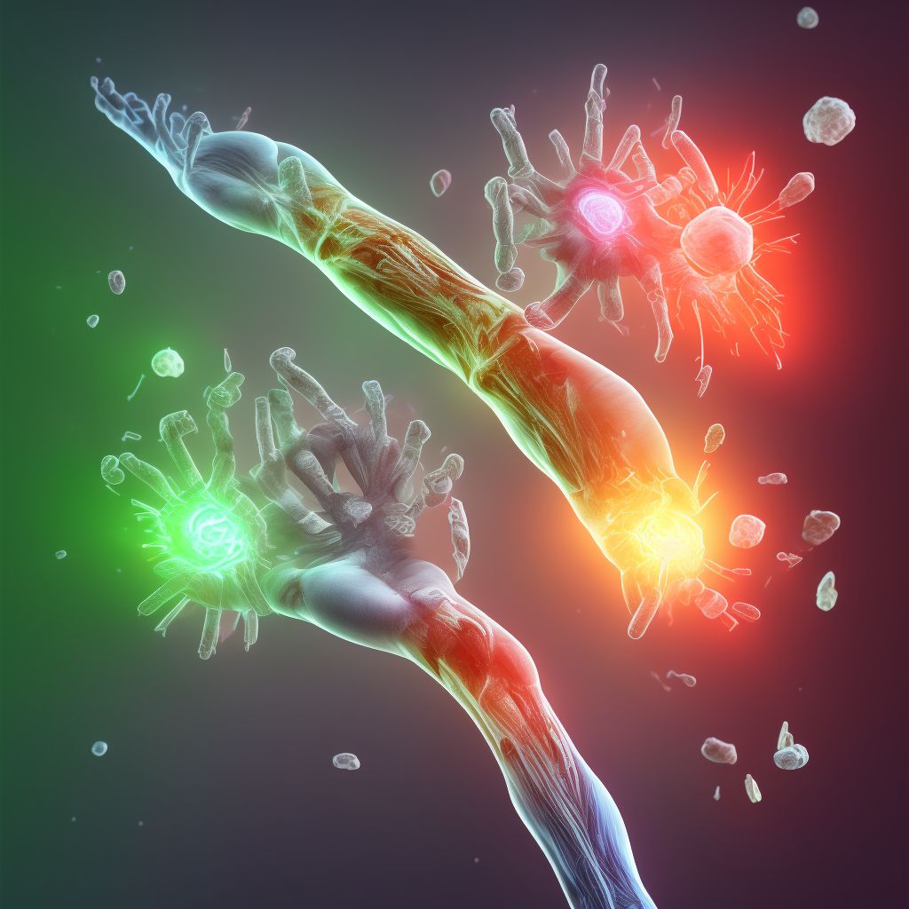 Unspecified injury of extensor muscle, fascia and tendon of right ring finger at forearm level digital illustration