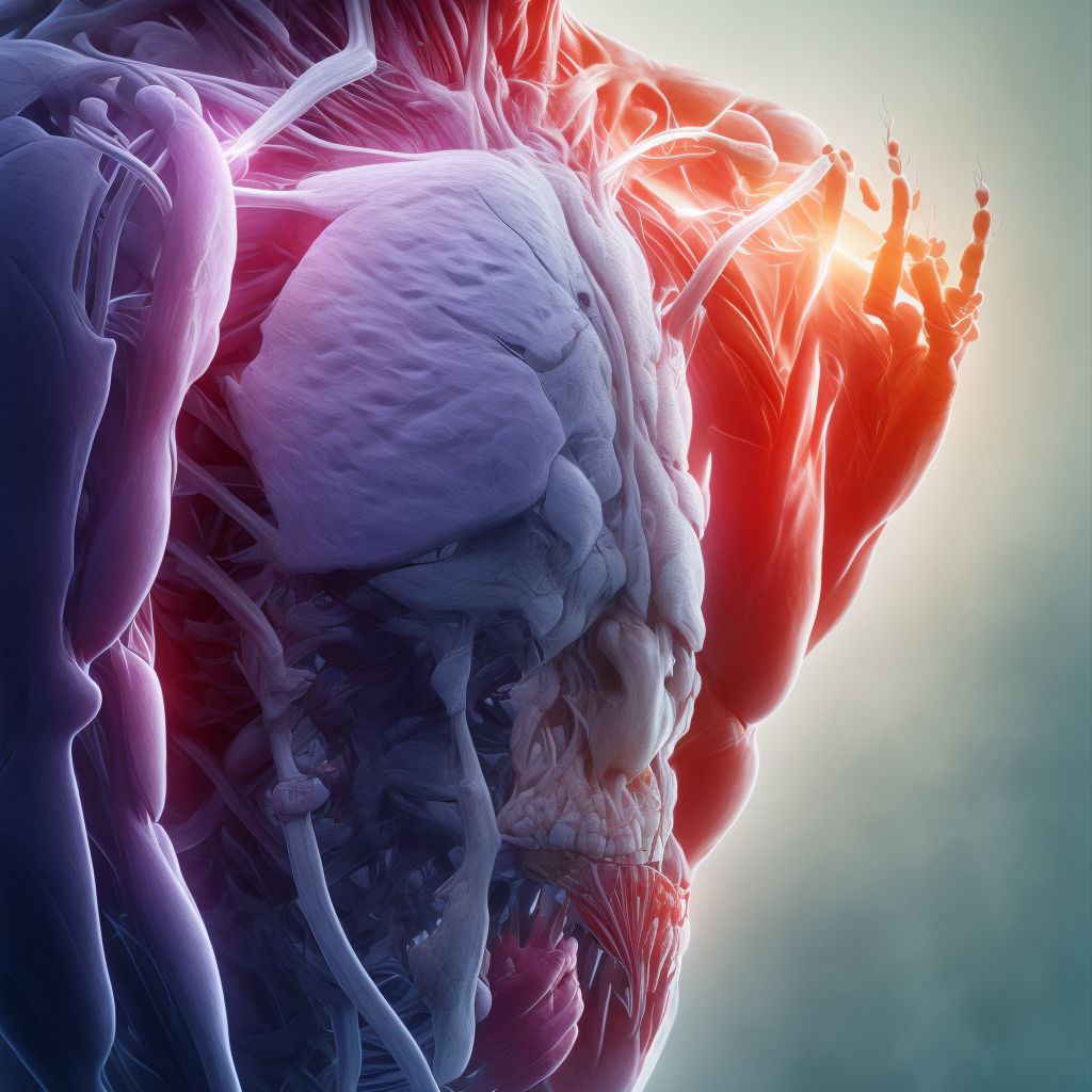 Strain of extensor muscle, fascia and tendon of right index finger at forearm level digital illustration