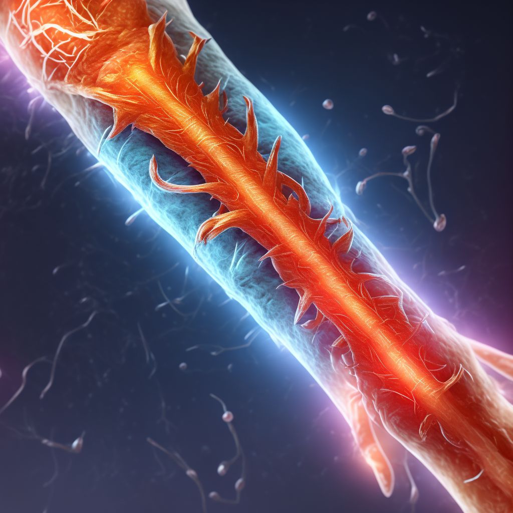 Laceration of extensor muscle, fascia and tendon of right little finger at forearm level digital illustration