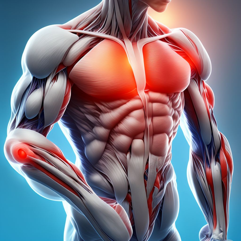 Unspecified injury of other muscles, fascia and tendons at forearm level, right arm digital illustration