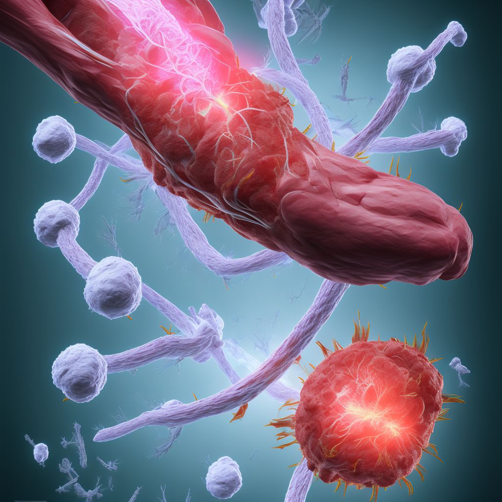 Laceration of other muscles, fascia and tendons at forearm level, left arm digital illustration