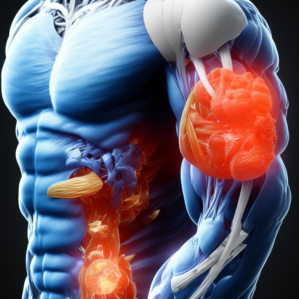 Unspecified injury of unspecified muscles, fascia and tendons at forearm level, left arm digital illustration