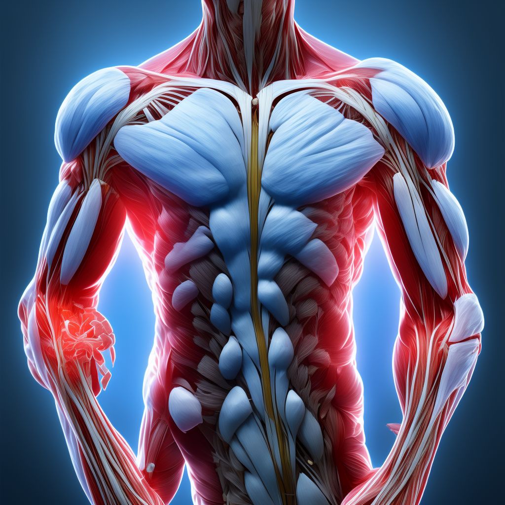 Strain of unspecified muscles, fascia and tendons at forearm level, left arm digital illustration