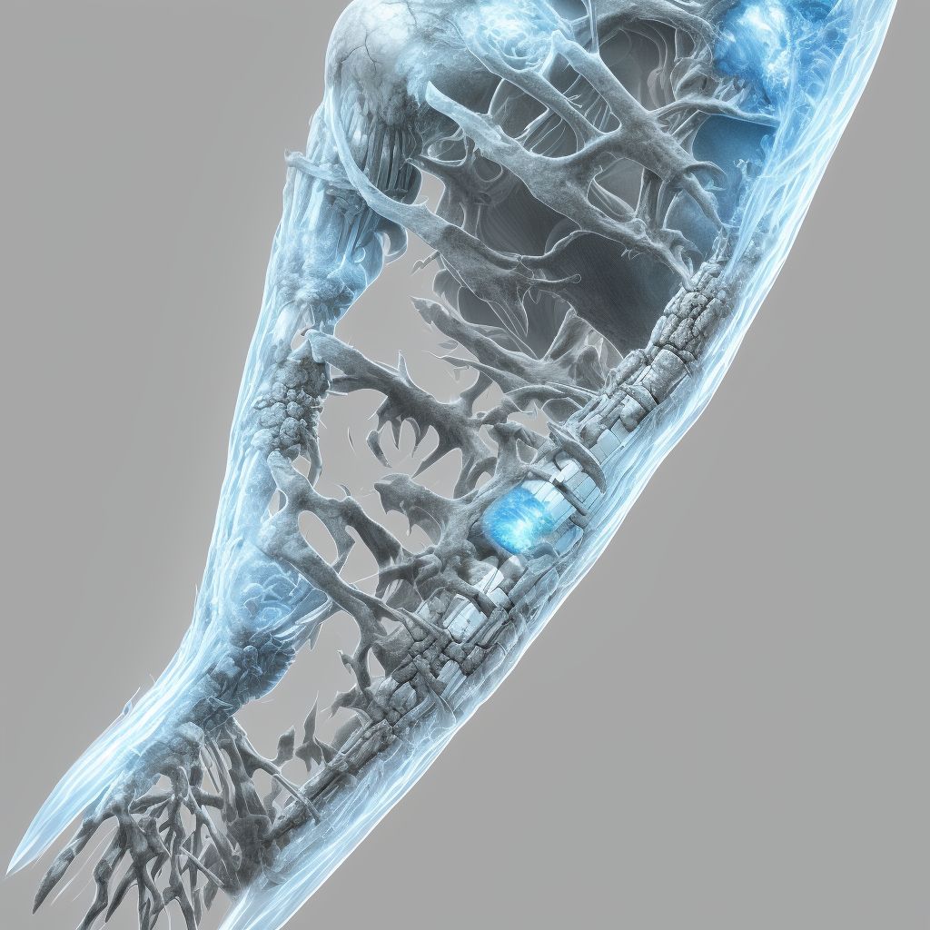 Salter-Harris Type II physeal fracture of lower end of ulna, left arm digital illustration