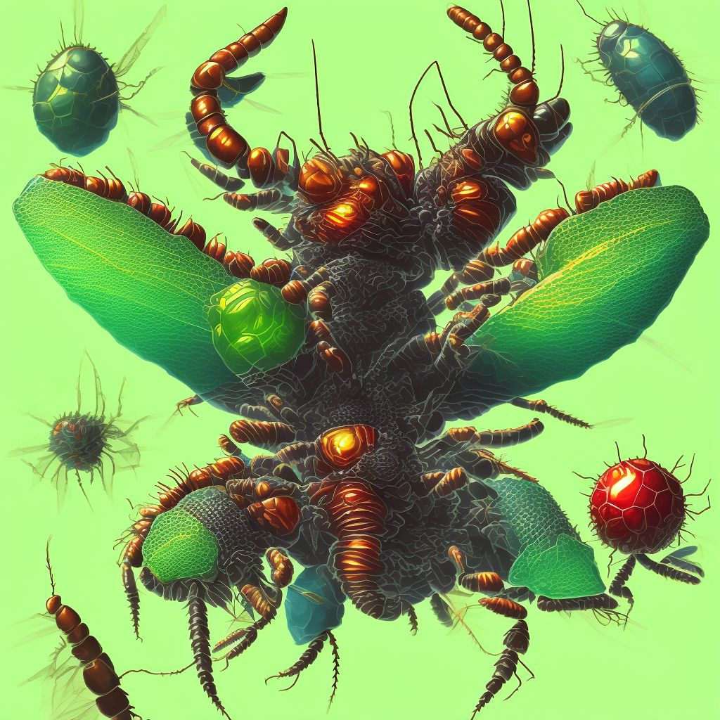 Insect bite (nonvenomous) of right middle finger digital illustration