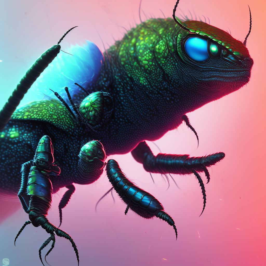 Insect bite (nonvenomous) of left middle finger digital illustration